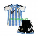 Camisolas de futebol Argentina Lionel Messi 19 2006 Retro Criança Equipamento Principal Manga Curta